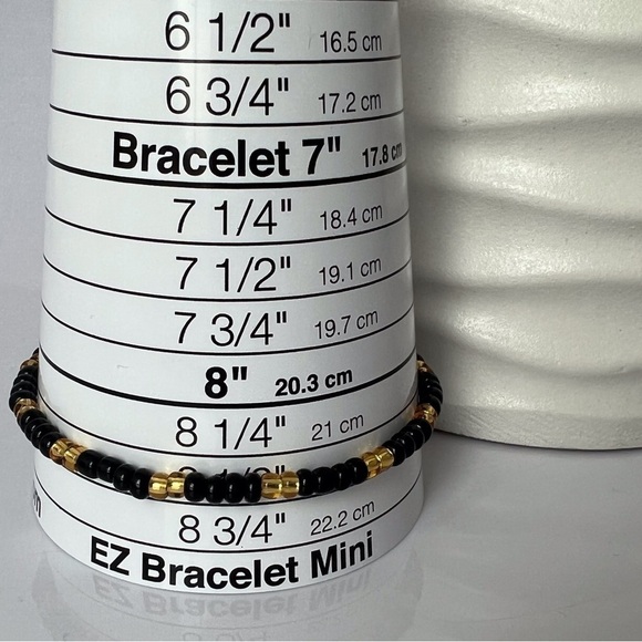 STRETCH Beaded Anklet Black & Gold 8.5” - Picture 6 of 12